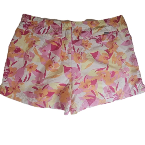 Columbia Shorts Womens XXL Pink Orange Floral Swim Trunks Mesh Liner Drawstring - Picture 2 of 6